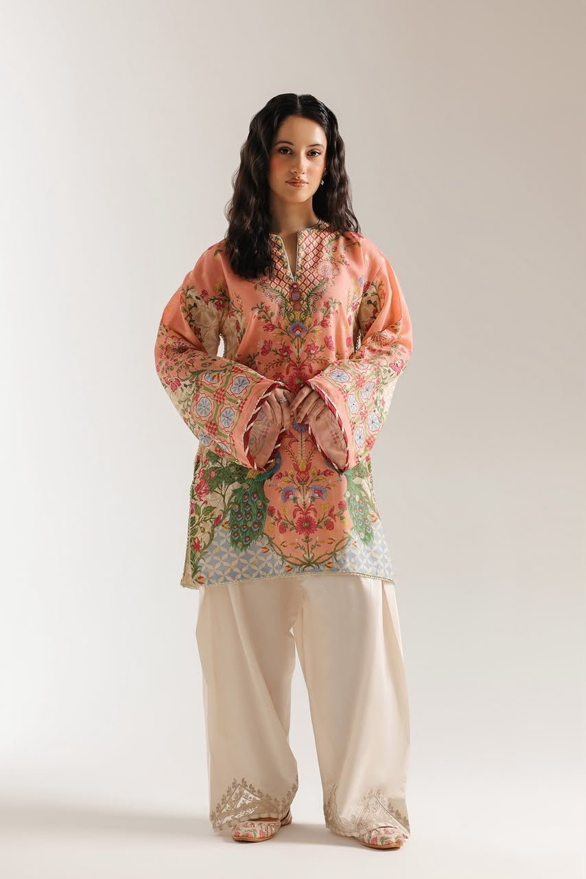 Digital Printed Kurti for Women | Doria Lawn Ethnic Kurti | 2 Piece Pakistani Dress Image 7