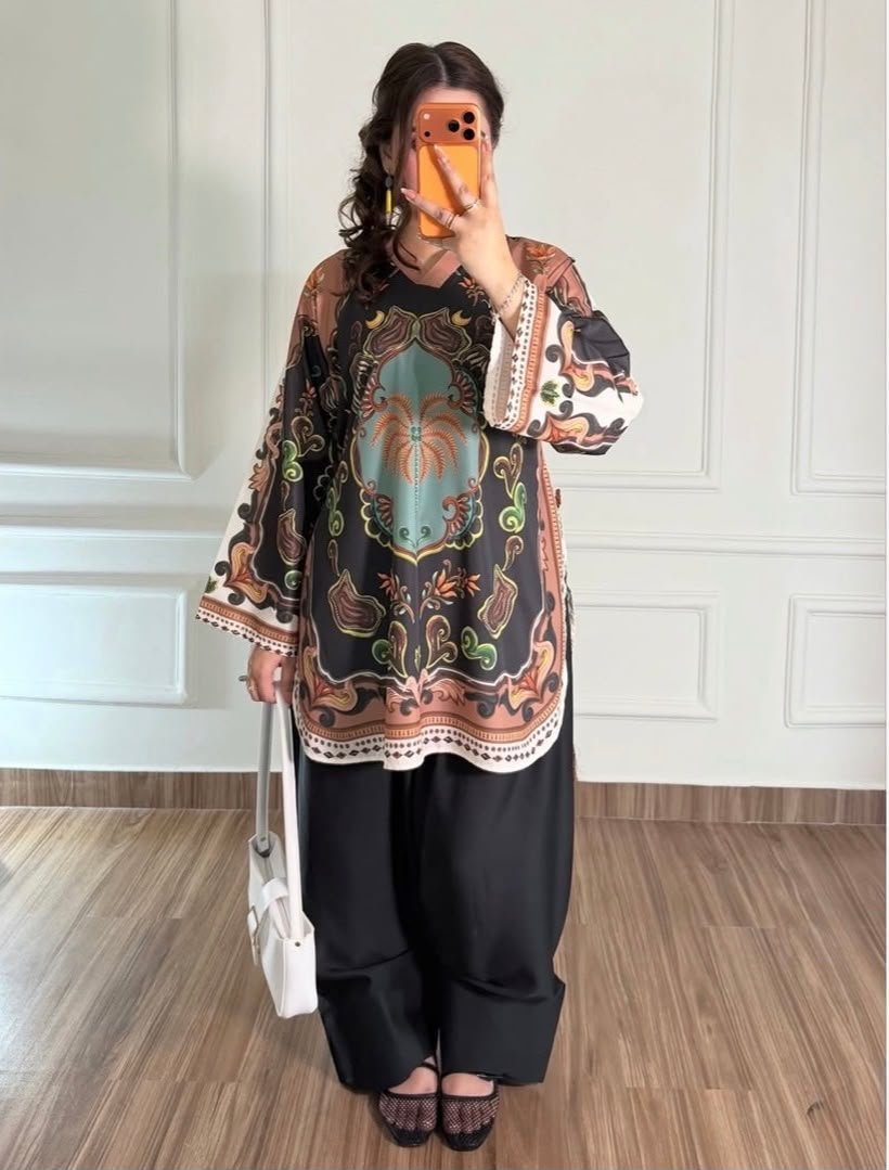 Digital Printed Kurti for Women | Doria Lawn Ethnic Kurti | 2 Piece Pakistani Dress