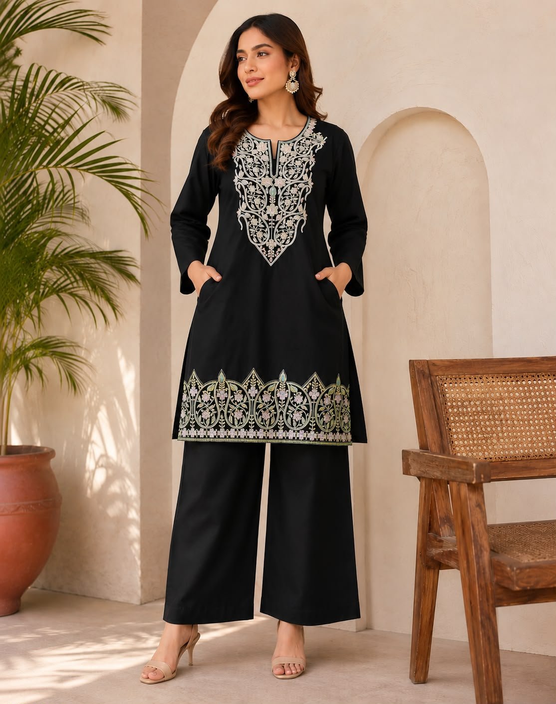 Embroidered Shirt | Cotton Suit | Pakistani 2 Piece | Farshi Trouser | Ethnic Wear | Traditional Wear | Women's Pakistani Dress | Embroidered Suit | Cotton Dress | Festive Wear